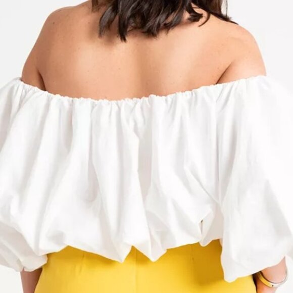 NWT! ELOQUII Women's Plus Size Bubble Top Off Shoulder Size 16 NWT - Picture 2 of 2